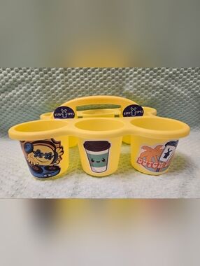Yellow Cute Cup Caddy with Dutch Bros and Black Rock Stickers